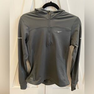 Nike Dri-Fit 1/4 Zip-Up Hoodie - Fleece Lined - Grey - Size Small